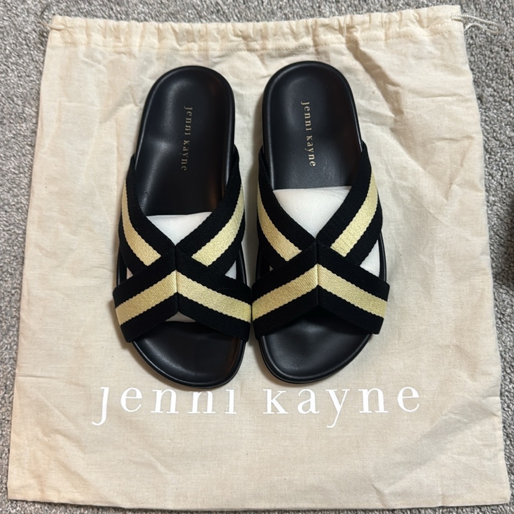 BNIB Size 38 Jenni Kayne Black and Cream Women's Sandals! - Picture 6 of 13